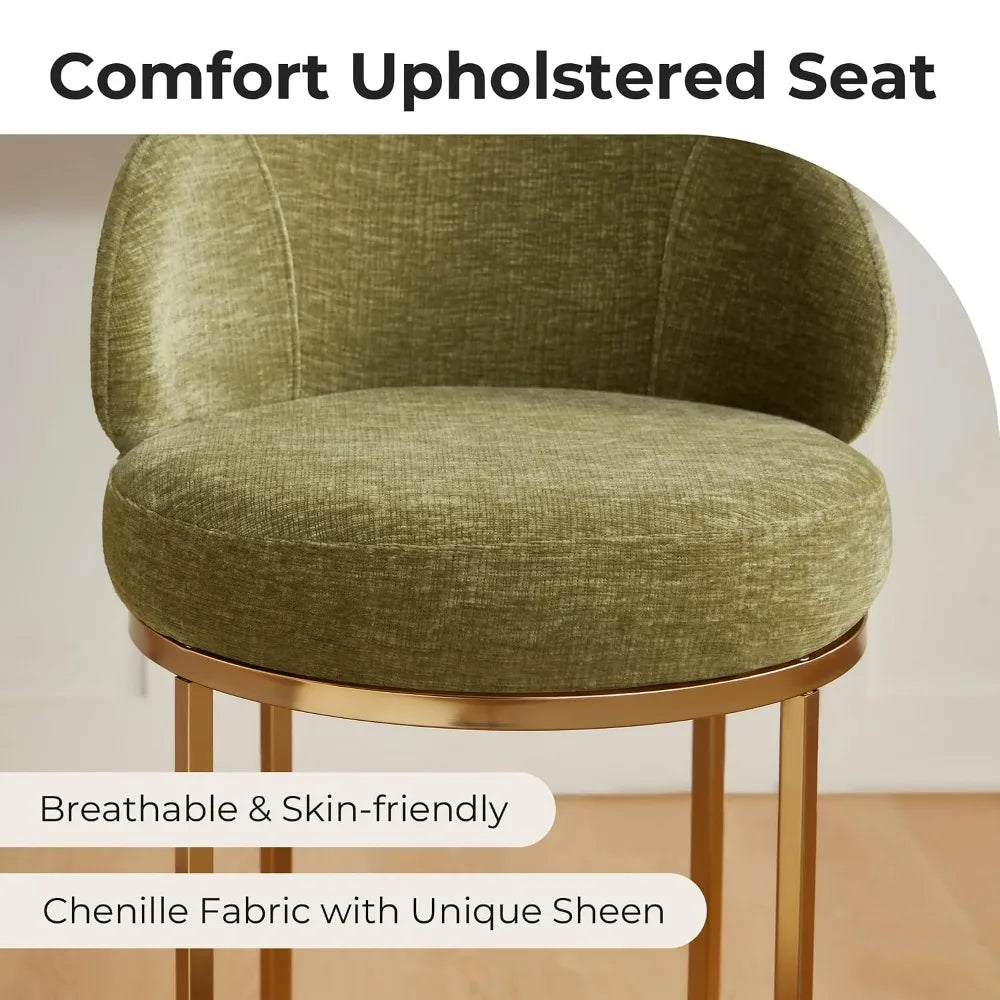 Swivel Bar Stools Set of 2 With Upholstered Backrests