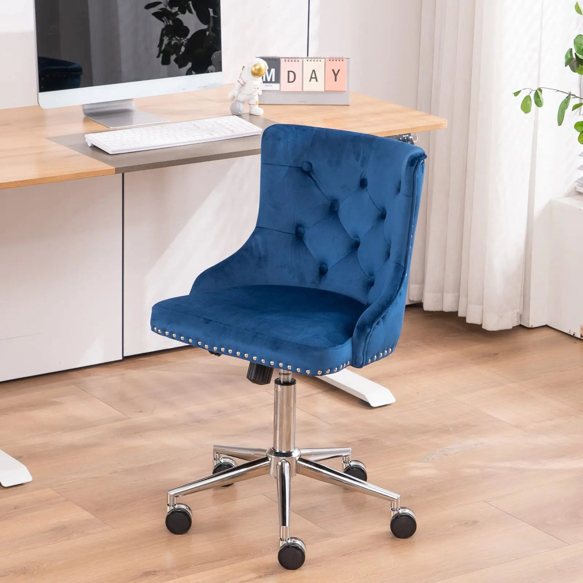 VINGLI Small Cute Green Velvet Office Desk Chair Gold Base Adjustable Swivel Armless Makeup Vanity Chair For Women Girls