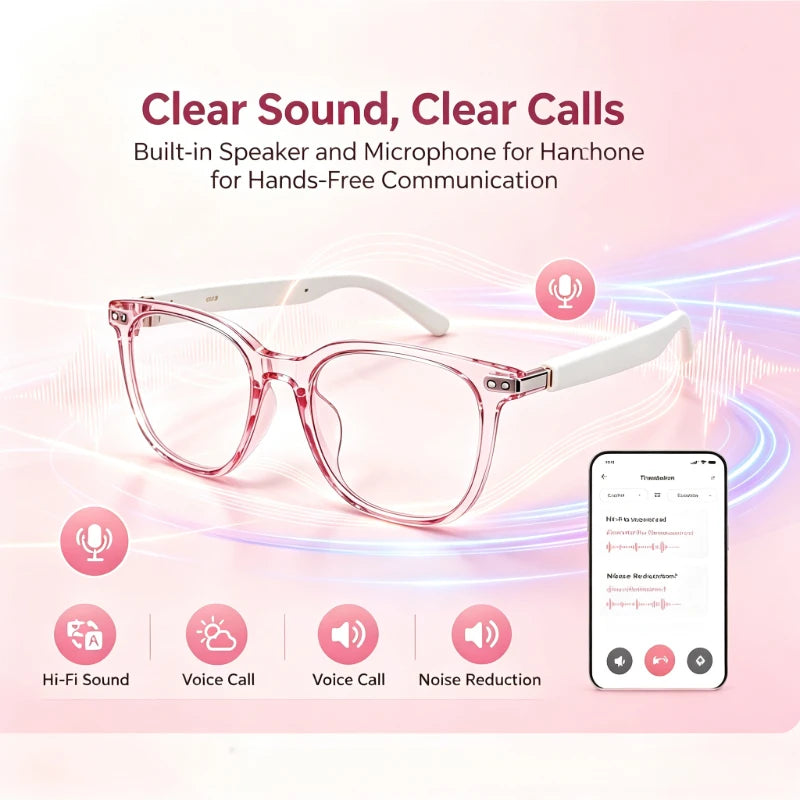 Smart AI Translator Glasses With Bluetooth Audio And Camera