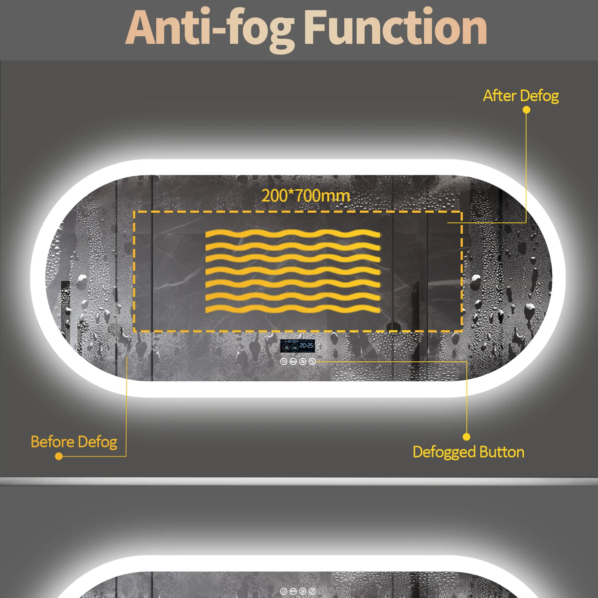 Wisfor Fogless Oval LED Bathroom Mirror With Bluetooth Speaker