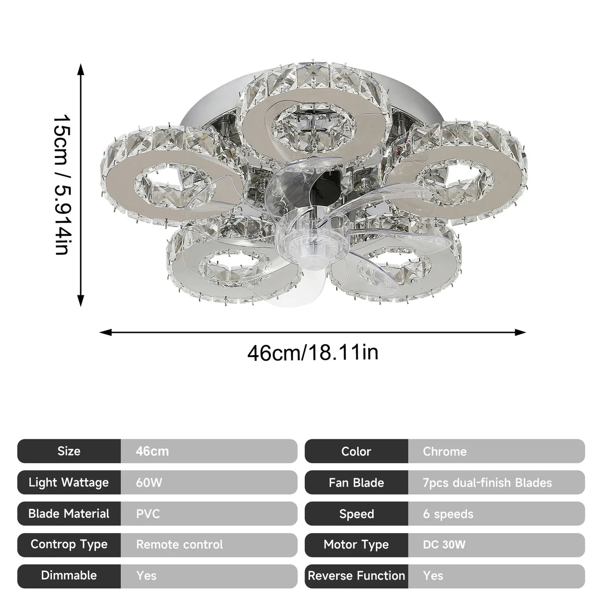LED Ceiling Fan Lamp Chandelier Retractable Blades Pendant Fan Light Modern Decor Lustre Fixture Living Dining Room Chandelier