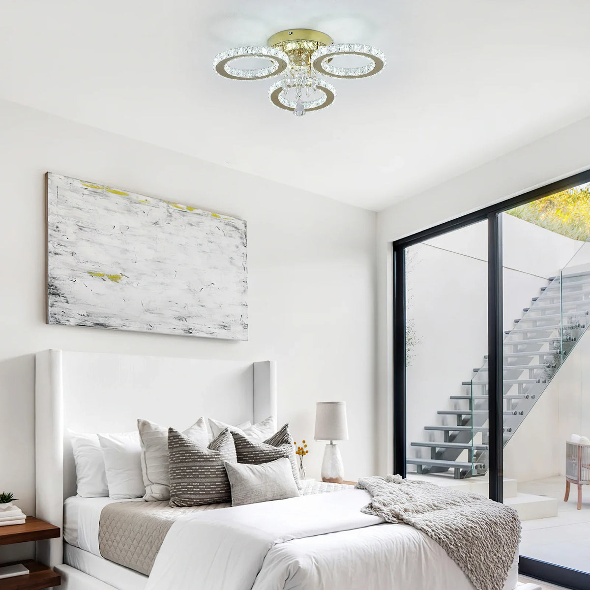VETRULUS Modern LED Ceiling Light Crystal Chandelier For Living Room