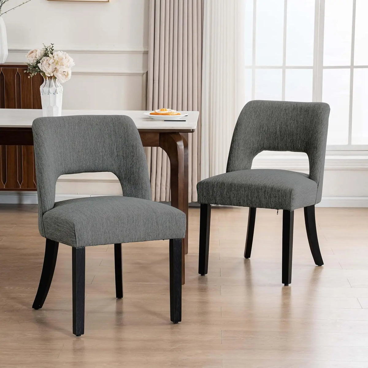 Set of 2 Fabric Upholstered Wooden Dining Chairs, Modern Farmhouse Kitchen Side Chairs, Customized