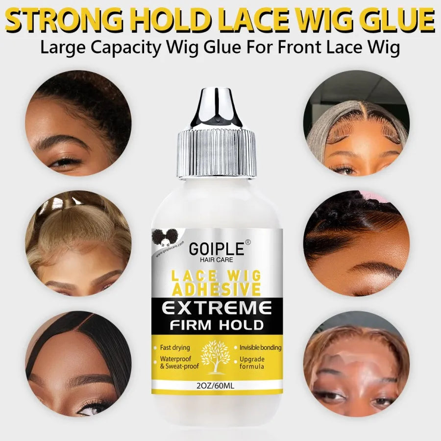 GOIPLE Extreme Firm Hold Lace Wig Glue Waterproof & Sweatproof Invisible Bonding Adhesive For Lace Wigs