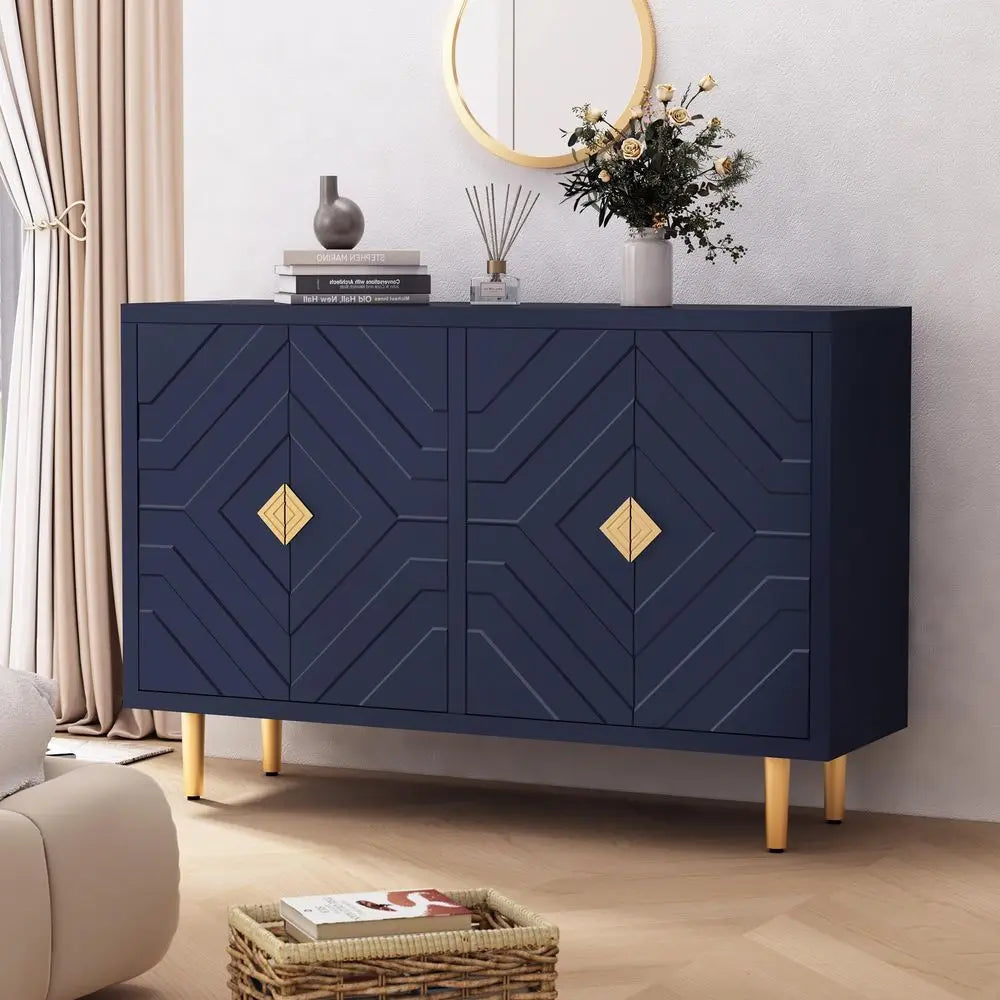 XMSJ Modern Sideboard Buffet Cabinet With Embossed Doors And Shelves
