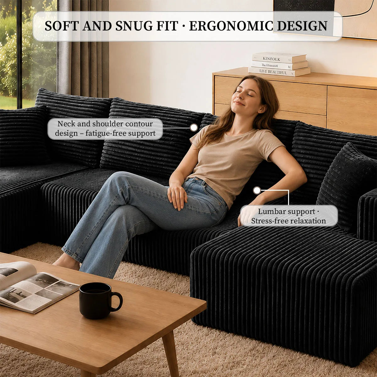 Modular U-Shaped Sectional Sofa With Double Chaise Lounges