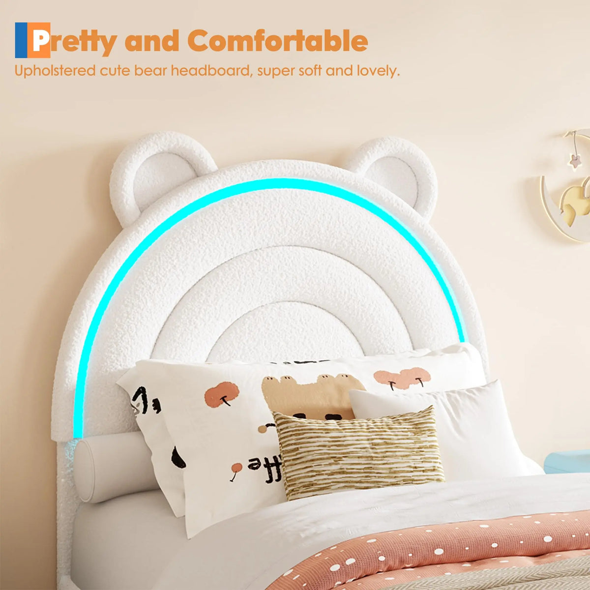 GarveeLife Princess Platform Bed With Storage Drawers And LED Lights