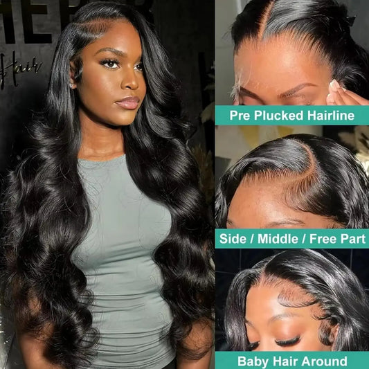 13X4 13X6 Loose Body Wave Lace Front Human Hair Wig 250 Density 40 Inches Transparent Human Hair Wigs Brazilian Lace Human Hair