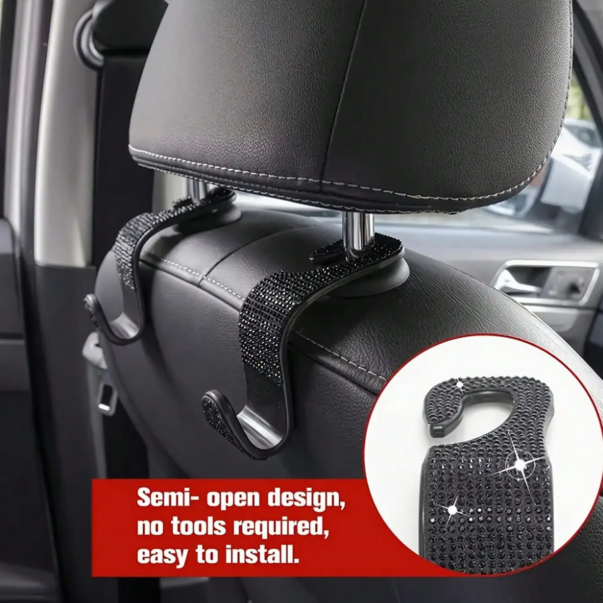 Rhinestone Car Seat Headrest Hook Backseat Organizer