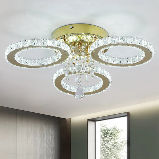 VETRULUS Modern LED Ceiling Light Crystal Chandelier For Living Room