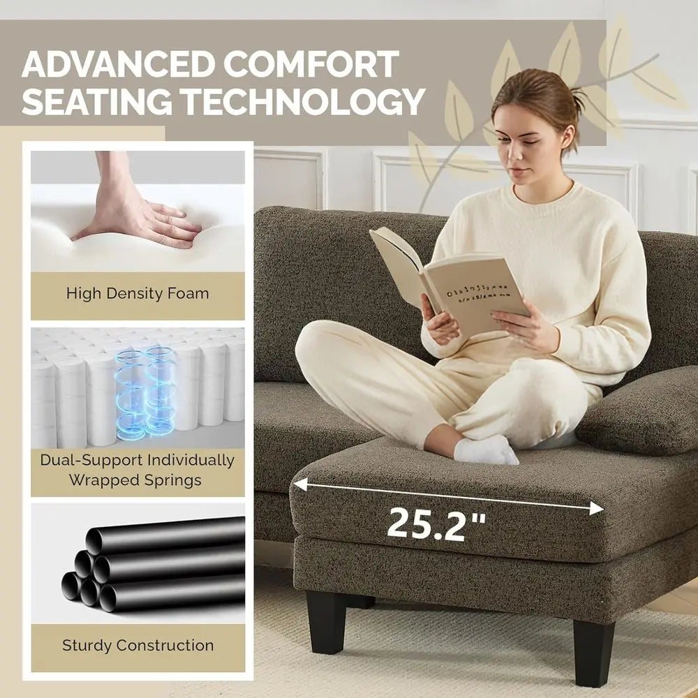 U Shaped Sectional Couch With Two Chaise Lounges And Chenille Upholstery