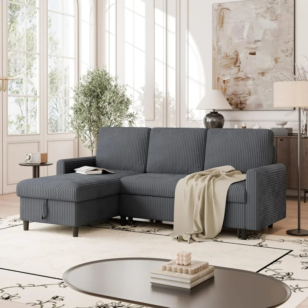 Vongrasig Convertible L Shaped Sleeper Sofa Bed With Storage Chaise