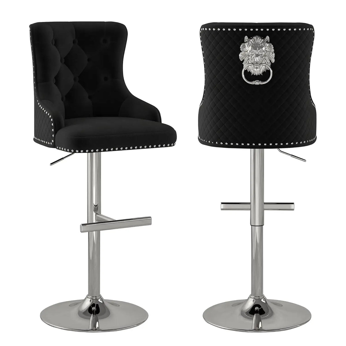 Velvet Bar Stool Set 2 Swivel Counter Height Adjustable Nailhead Gold Metal Base Kitchen Dining, Custom