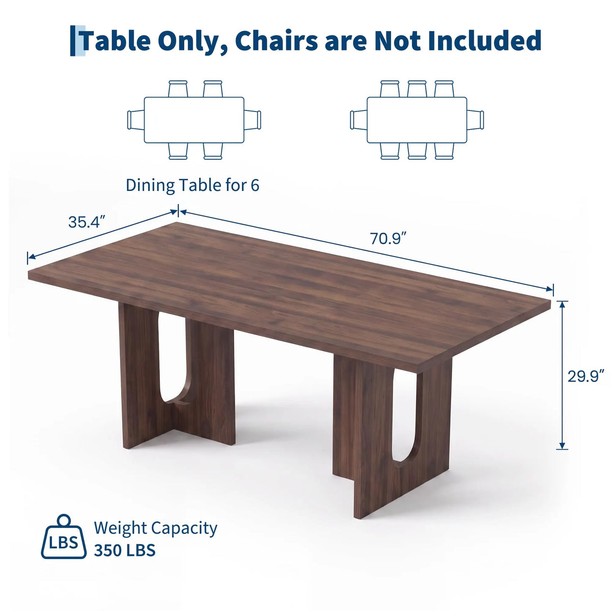 HiMISS Modern Dining Table With Wood Top And T-Shaped Base