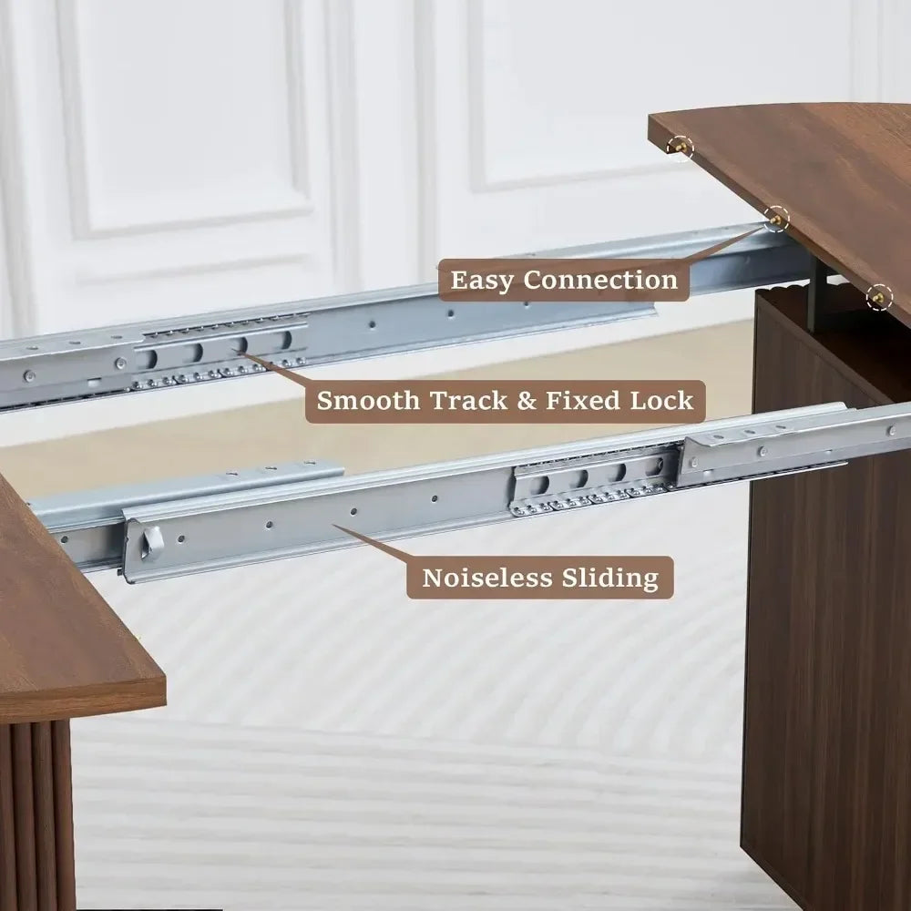 Extendable Dining Table With Fluted Base For Modern Farmhouse Interiors
