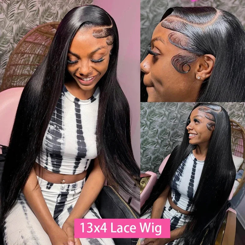 5x5 Glueless Wig 34 Inch 250 Density Bone Straight 13x6 13x4 HD Transparent Lace Frontal Wig Brazilian For Women
