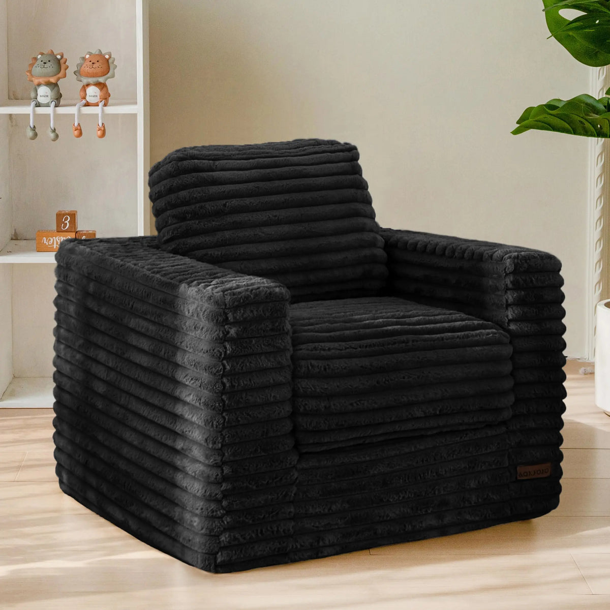 XIUWO Kids Bean Bag Chair With Pillows Faux Fur Comfort