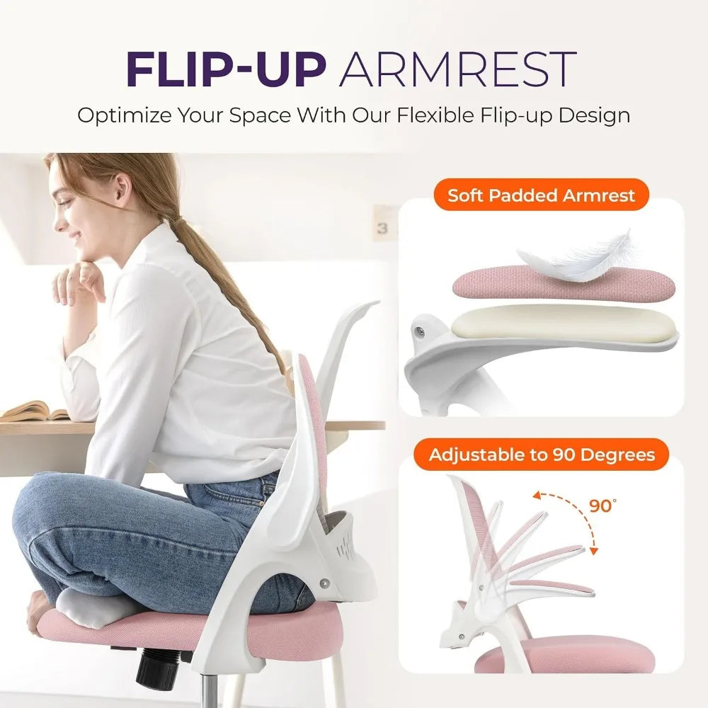 Ergonomic Desk Chair With Lumbar Support Adjustable Height Swivel Wheels