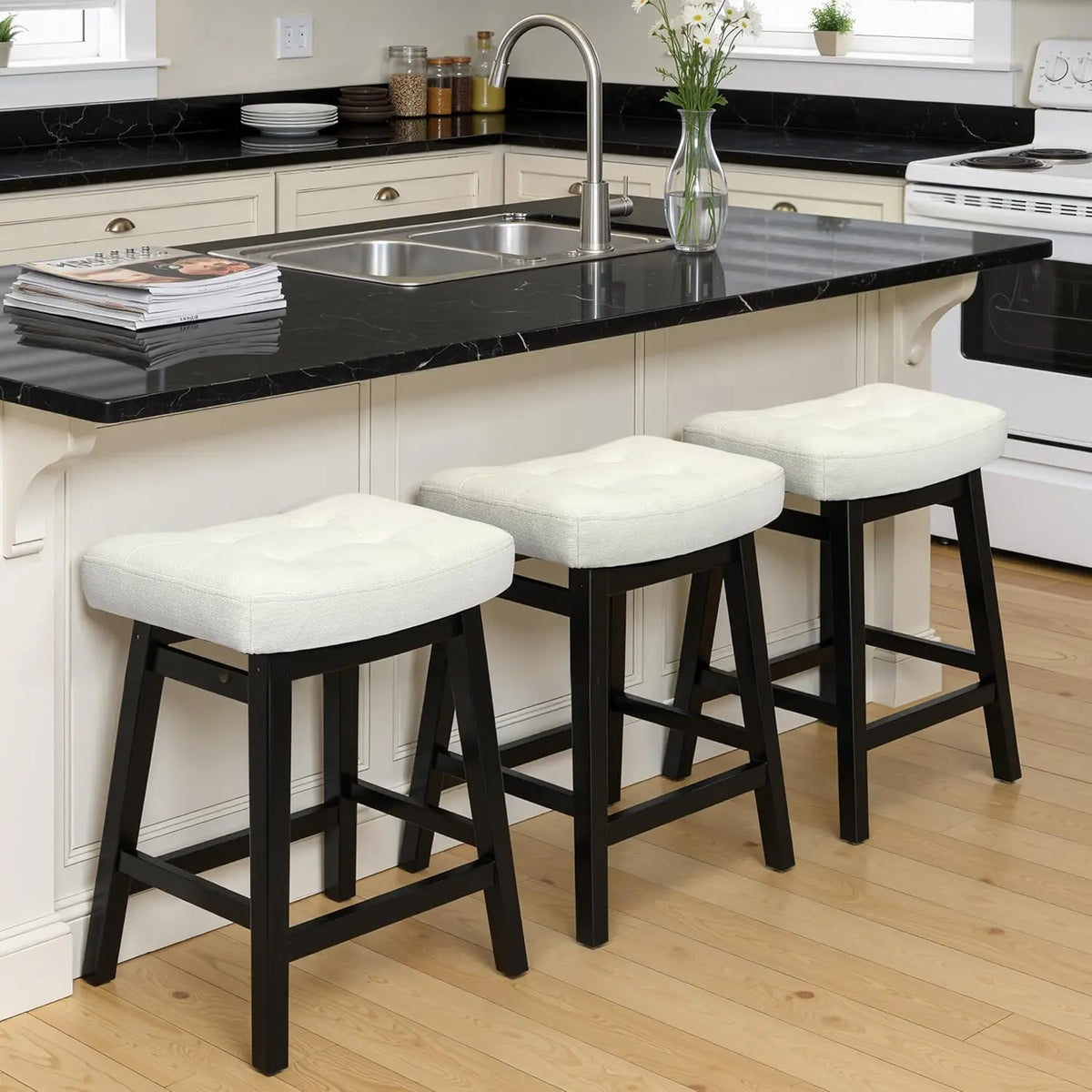 Backless Farmhouse Bar Stools for Kitchen Counter and Island Seating
