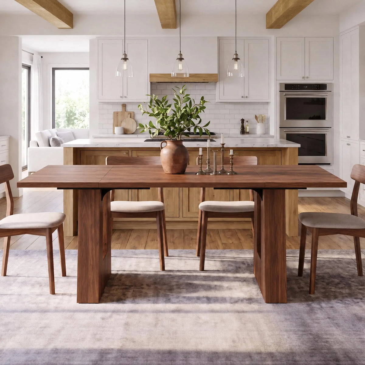 Modern Wooden Dining Table With Heavy Duty Legs For Home