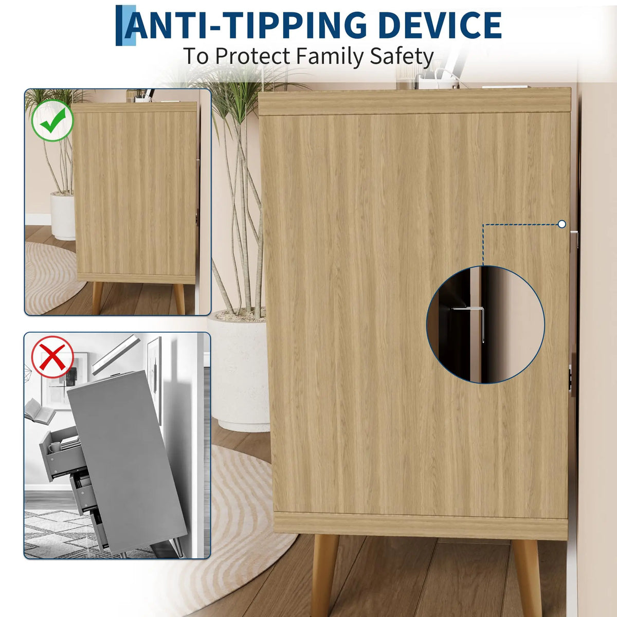 23.6 Inch Nightstand With Charging Station, RGB LED Light, 2 Drawers, Open Shelf, 3 AC Outlets And 2 USB Ports For Bedroom Dorm
