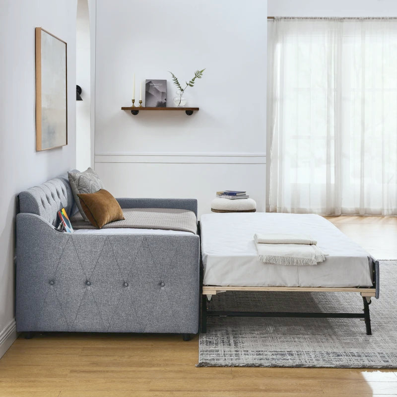 Upholstered Daybed With Pop Up Trundle And USB Charging Station