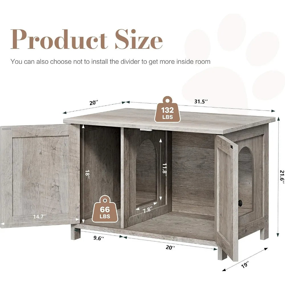 Cat Litter Box Enclosure With Barn Door Hidden Wooden Furniture