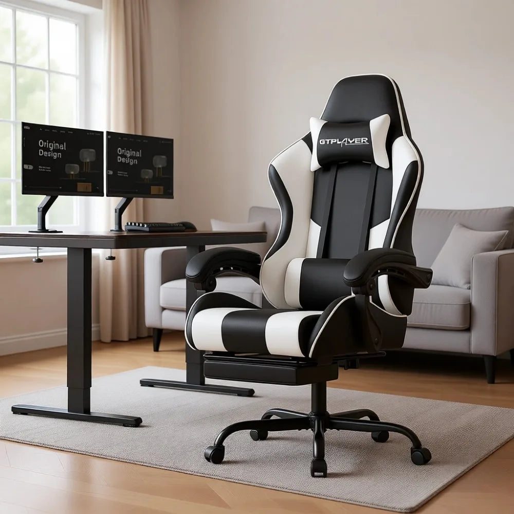 Ergonomic Gaming Chair With Footrest And Lumbar Support