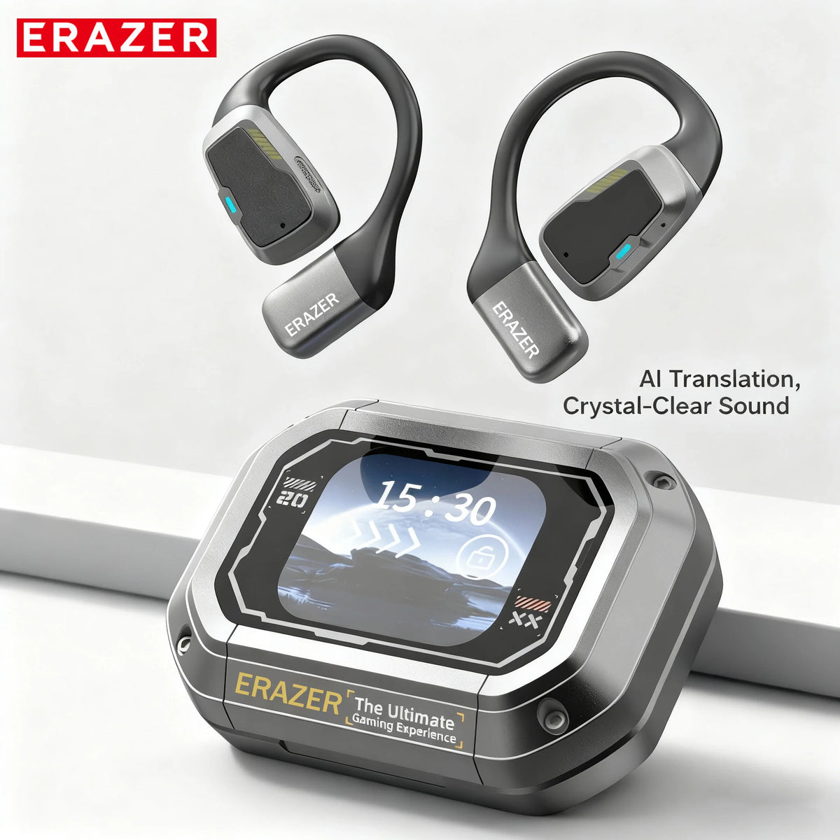 Headphones Bluetooth V6.0 ERAZER XP6 Ai Translator Wireless Earphones HD LCD Display Low latency Extremely Comfortable for Music