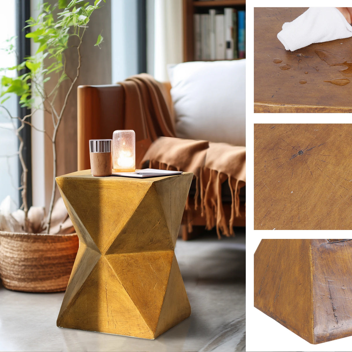 Modern Concrete Accent Side Table for Outdoor Patio Stylish End Table to Enhance Home Decor