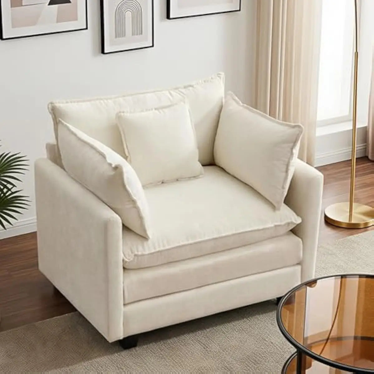 Modern L Shaped Modular Sectional Sofa With Washable Chenille Covers