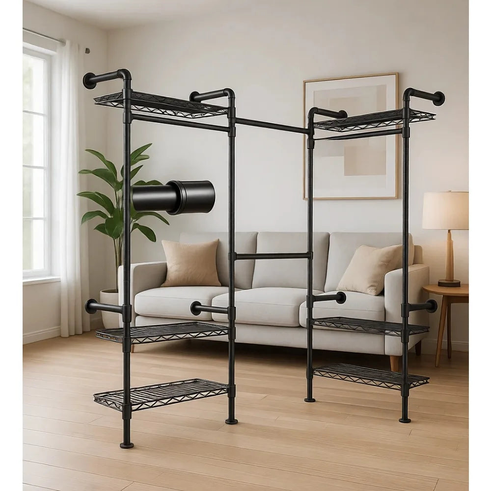 Wall Mounted Metal Closet System With Heavy Duty Shelving