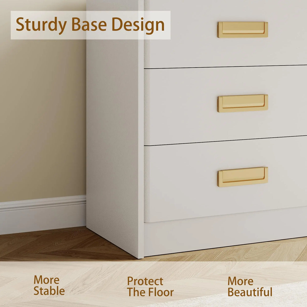 GAOMON Modern Wide Dresser With Six Drawers And Metal Handles