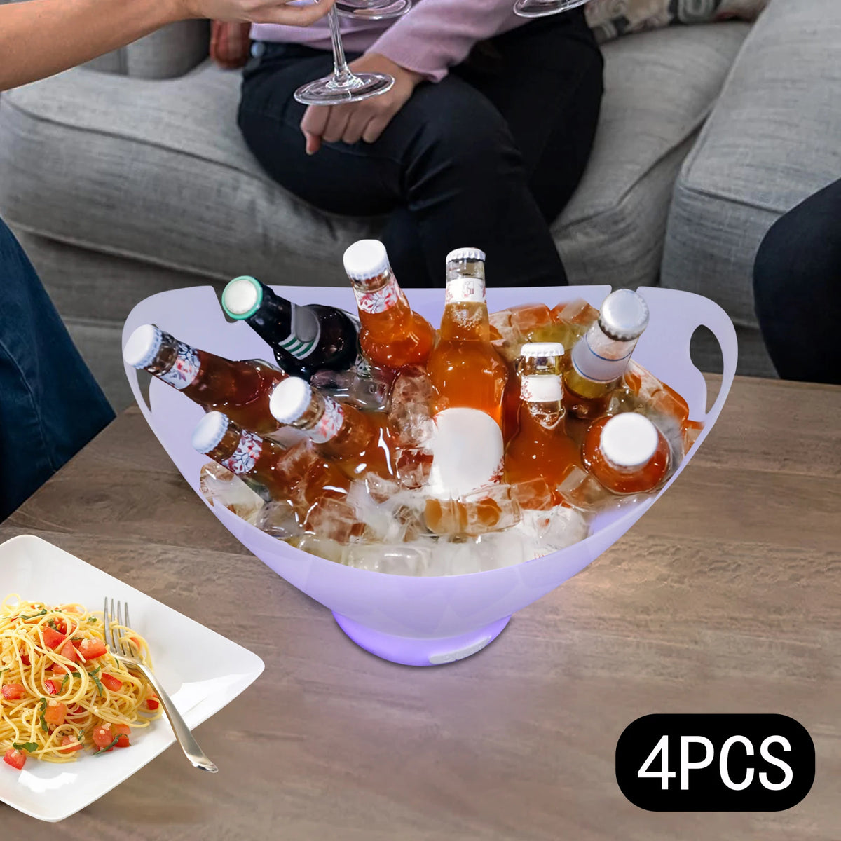 Bymaocar LED Ice Buckets 4-Pack 7L Bluetooth Bar Party Set