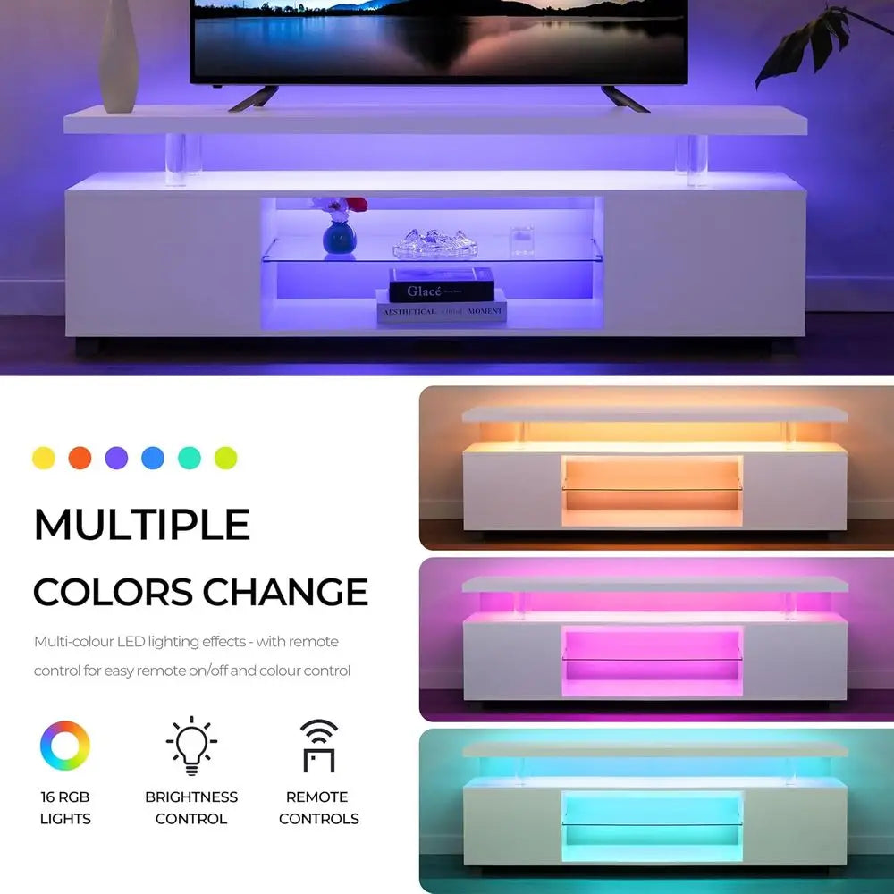 Modern LED TV Stand With Storage And Entertainment Center