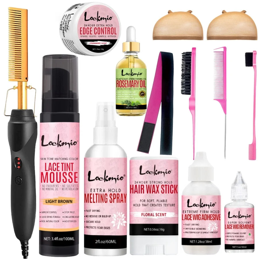 Professional Lace Wig Install Kit With Hot Comb Styling Tools