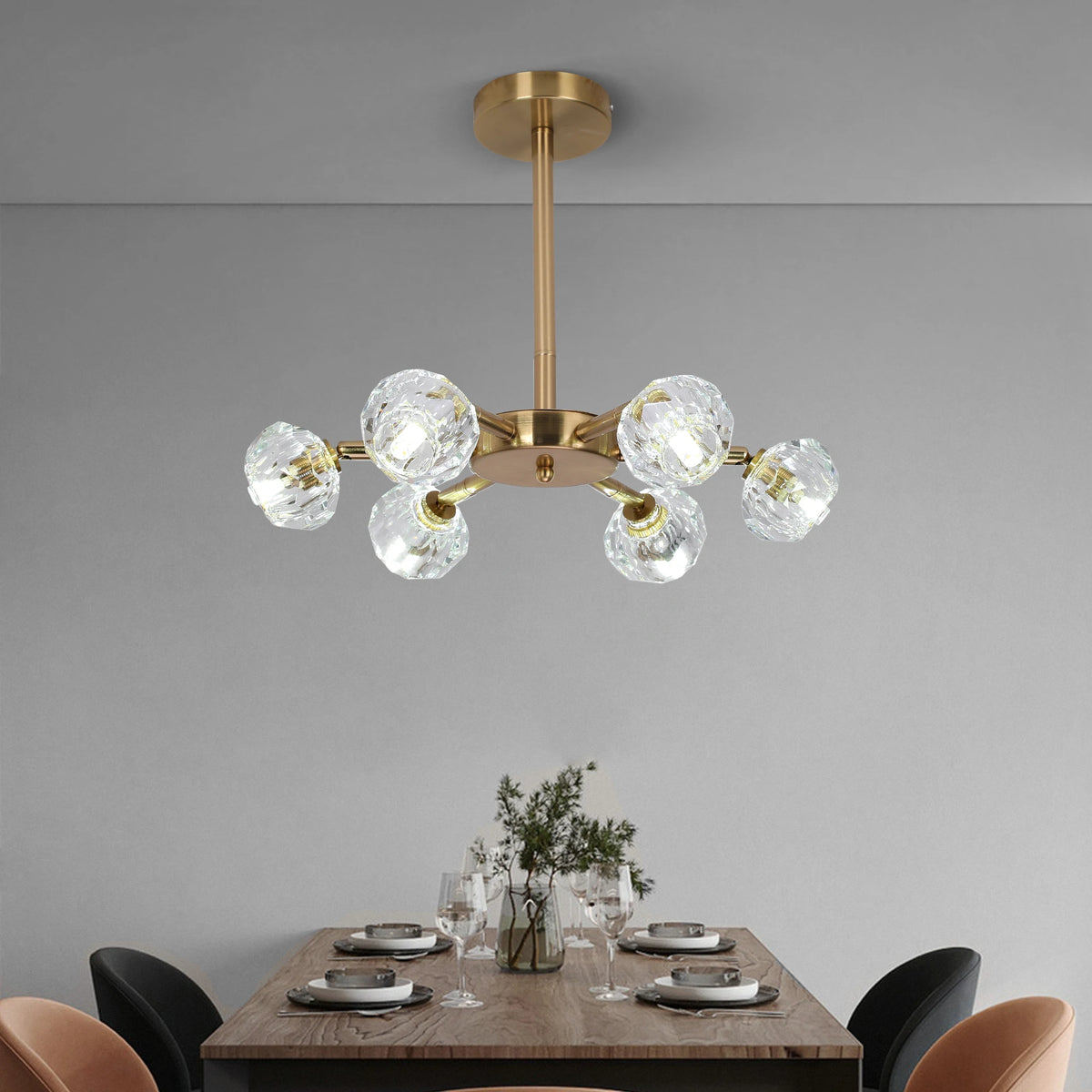 VETRULUS Modern LED Crystal Ball Pendant Light Chandelier