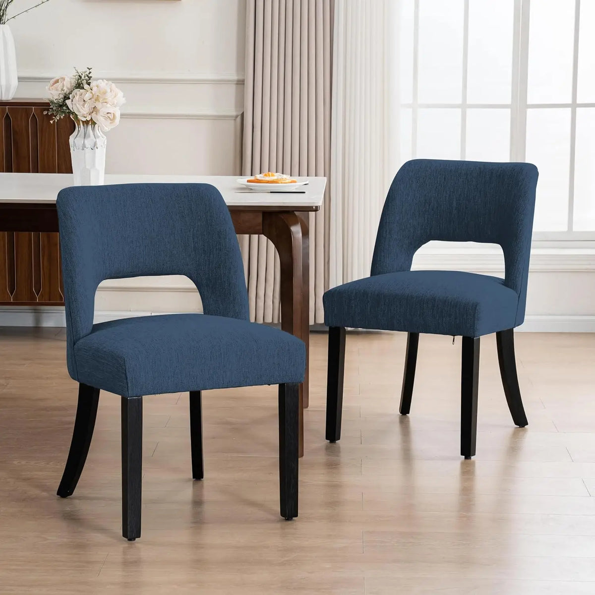 Set of 2 Fabric Upholstered Wooden Dining Chairs, Modern Farmhouse Kitchen Side Chairs, Customized