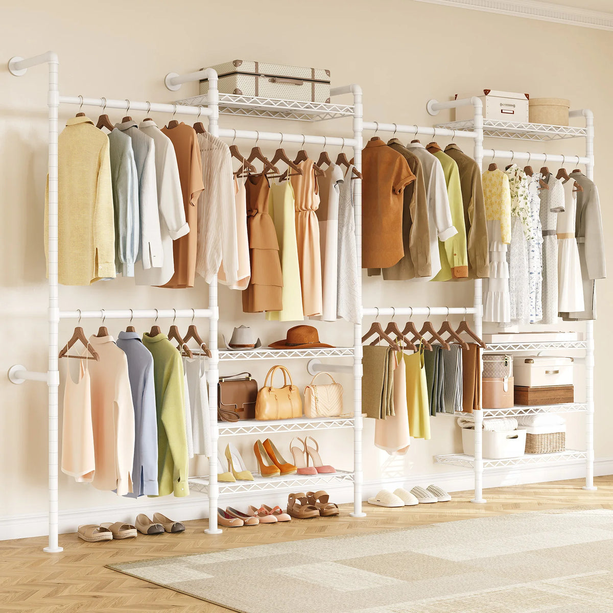 ONBRILL Wall Mounted Industrial Pipe Clothing Rack Organizer System