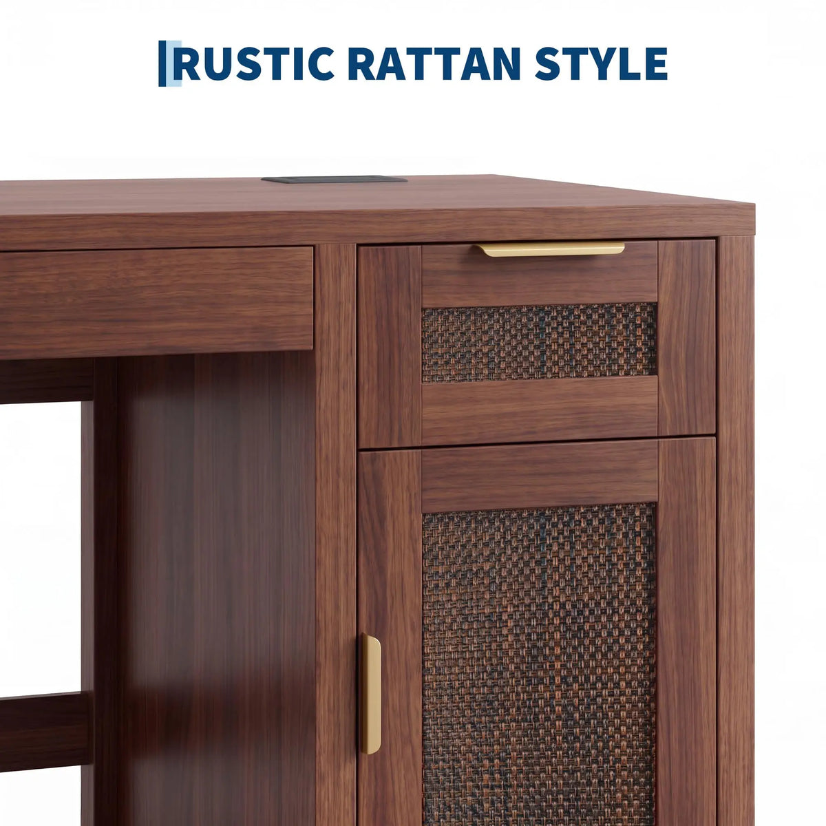 HiMISS Modern Wooden Office Desk With Drawers And Cabinet Storage
