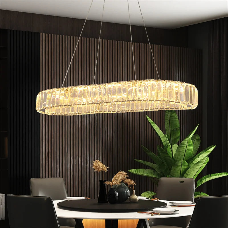 GreeLustr Modern Crystal LED Chandelier for Dining Room Decor
