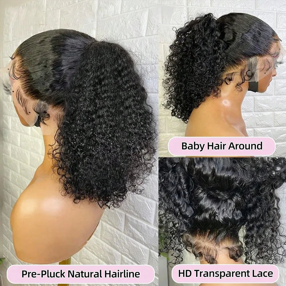 OKVOKV Brazilian Virgin Hair Kinky Curly HD Lace Front Wig