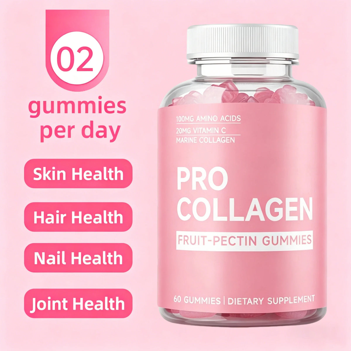 Biotin Gummies For Hair Skin Nails Support Collagen Boost