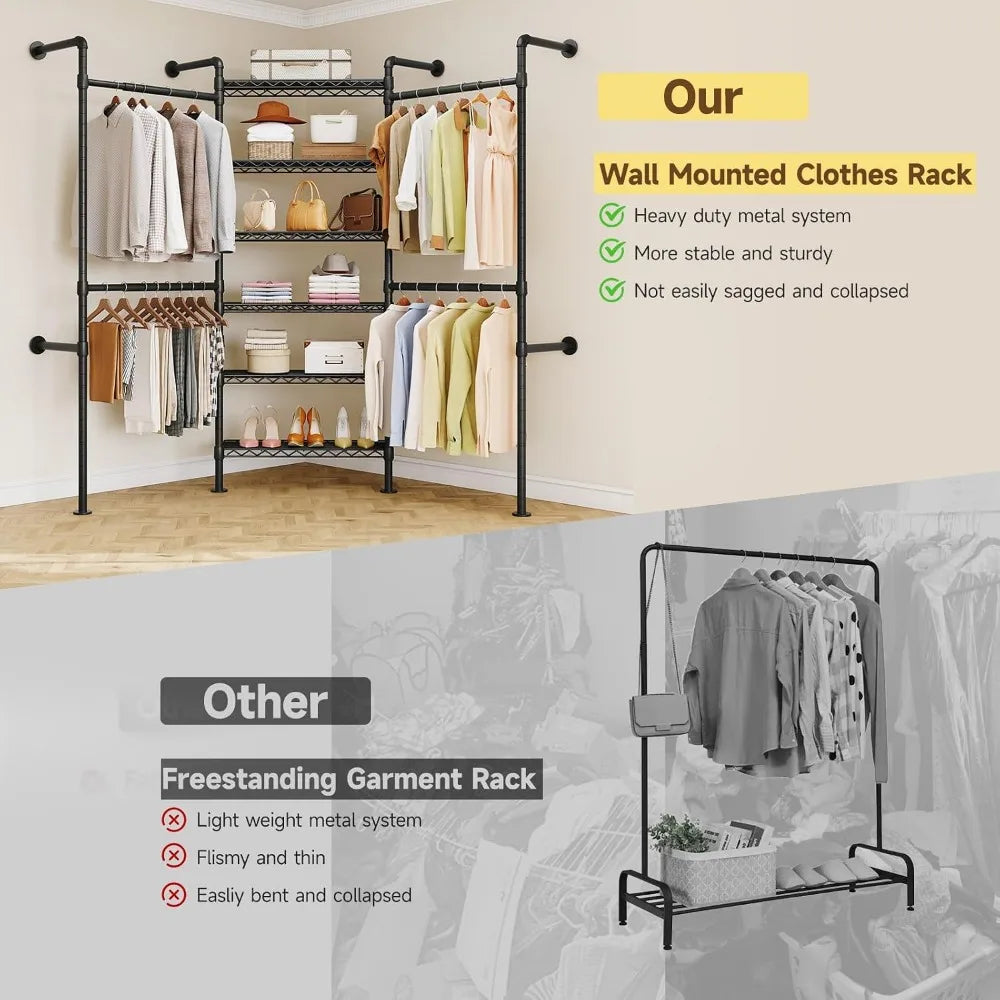 Wall Mounted Metal Closet System With Heavy Duty Shelving