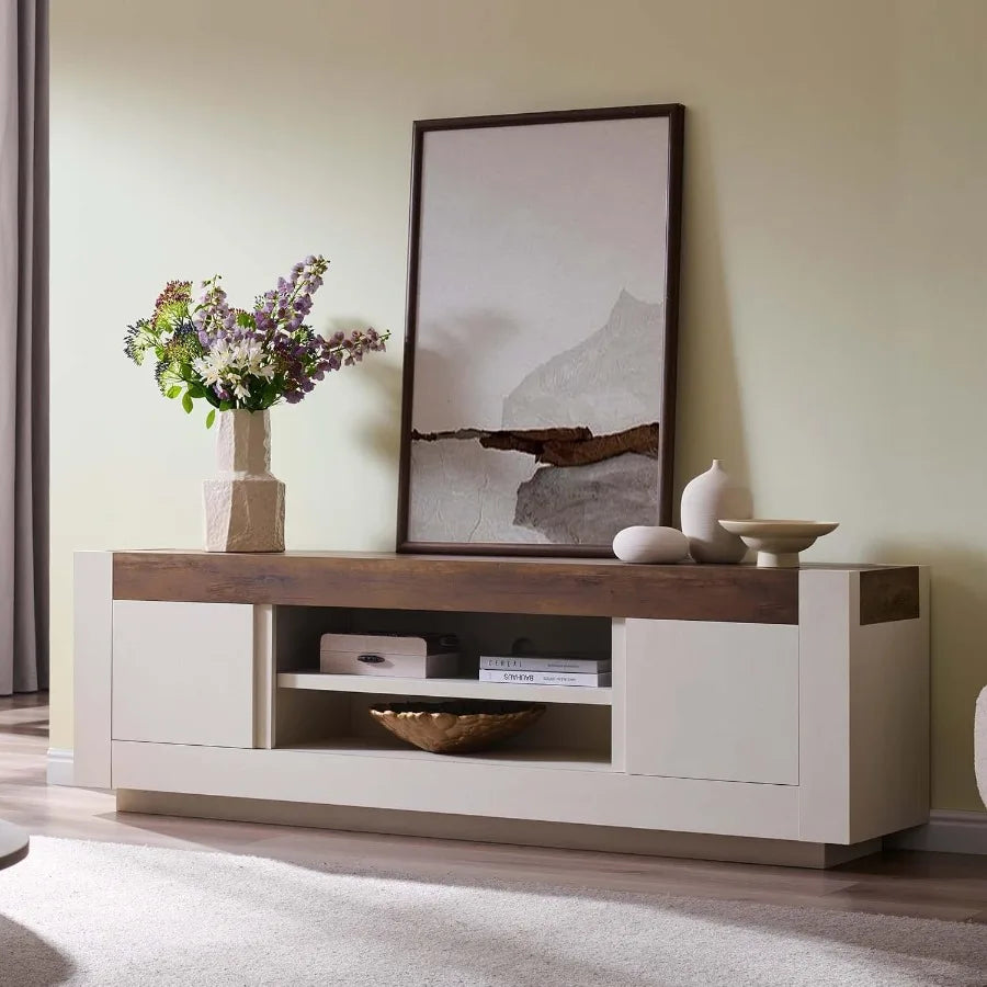 Modern Media Console TV Stand With Thick Block Design