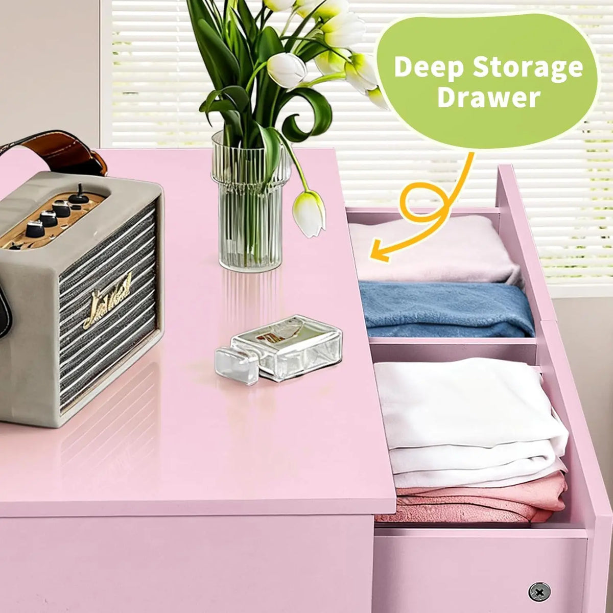 Modern Wood Dresser With AntiTipping Design And Handles