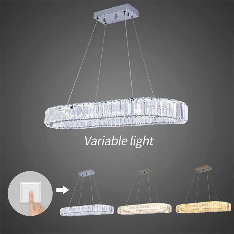 GreeLustr Indoor K9 Crystal Oval Ring LED Pendant Lamp Chandelier