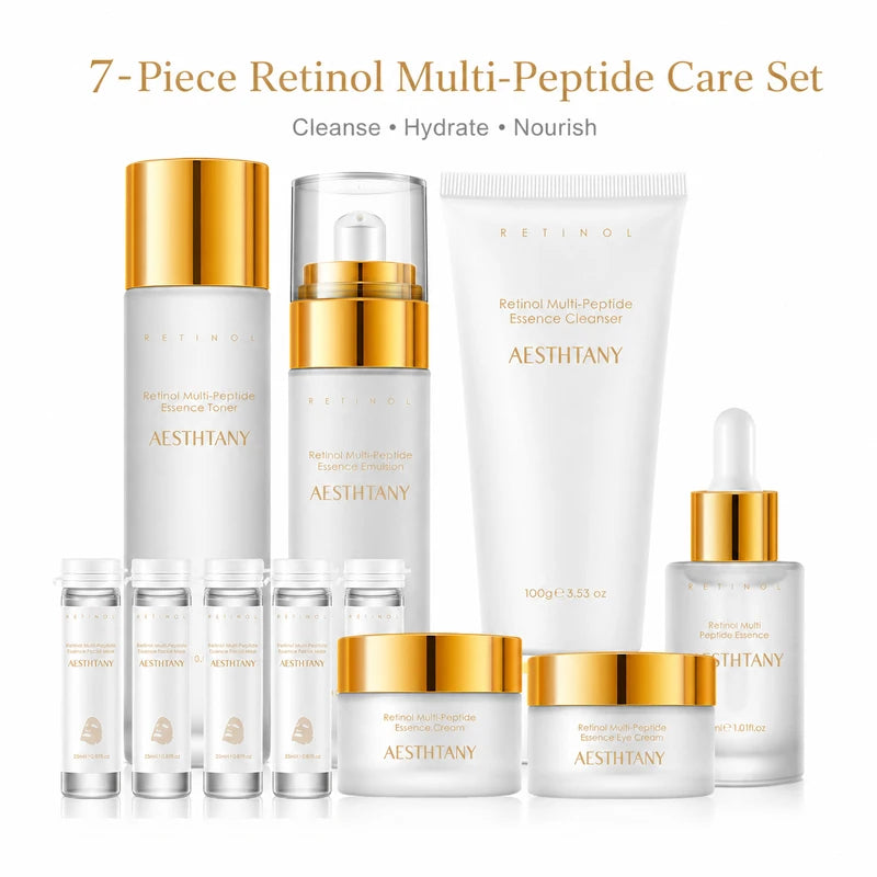 Retinol Multi Peptide Skincare Set For Hydrating Face Care Routine
