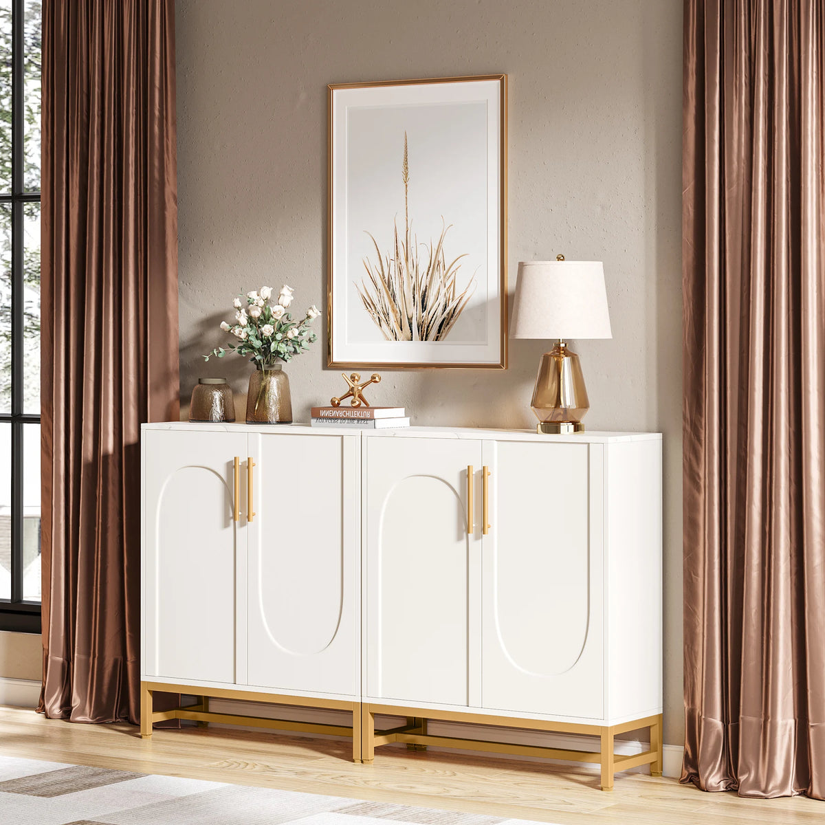 Tribesigns Modern Four Door Buffet Cabinet With Adjustable Shelves
