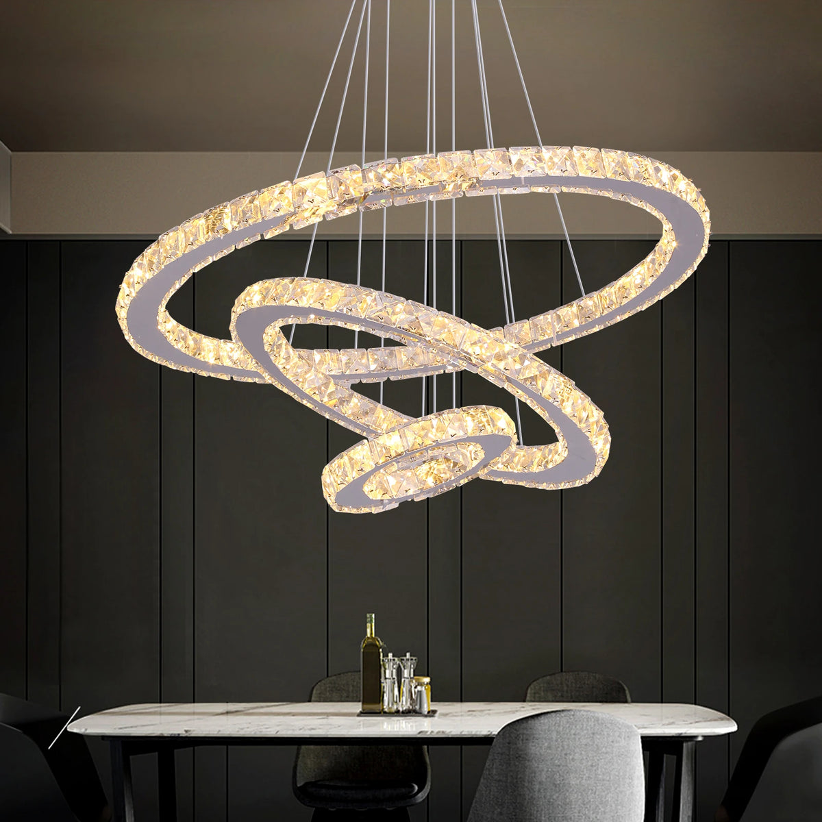 VETRULUS Modern Crystal Pendant Light LED Chandelier Ceiling Lamp